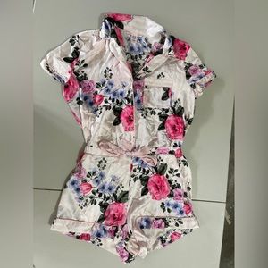 Floral satin romper
